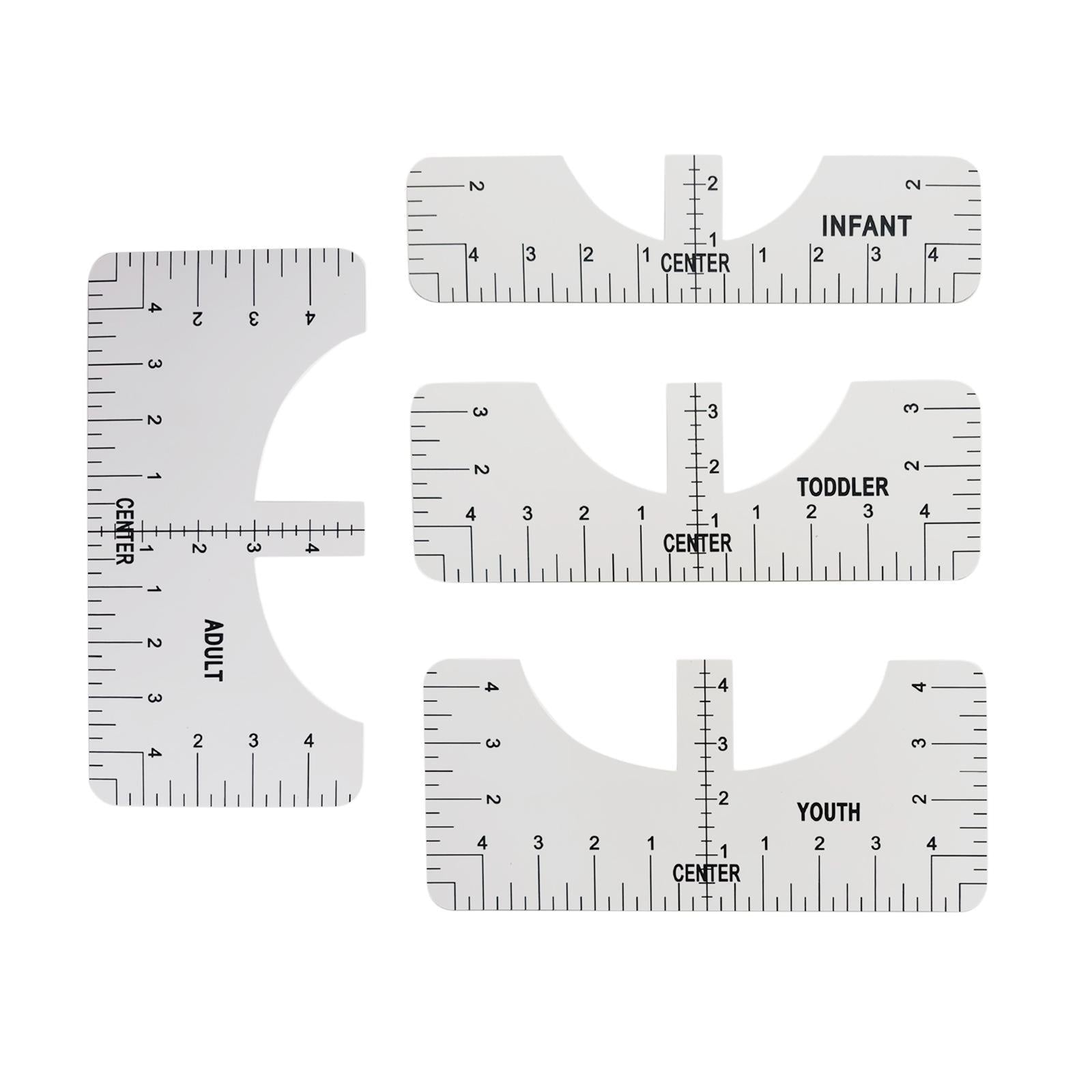 T-Shirt Ruler Tool Alignment Craft Tool Guide For Center Designs 4PCS White