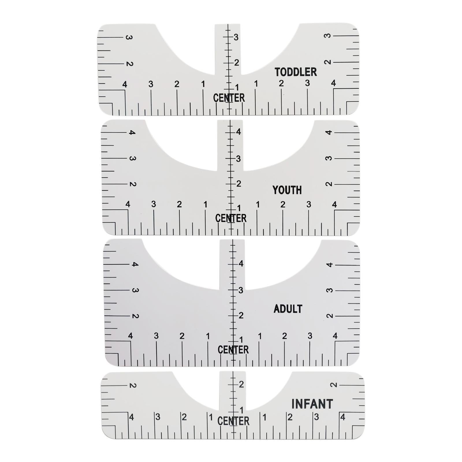 T-Shirt Ruler Tool Alignment Craft Tool Guide For Center Designs 4PCS White