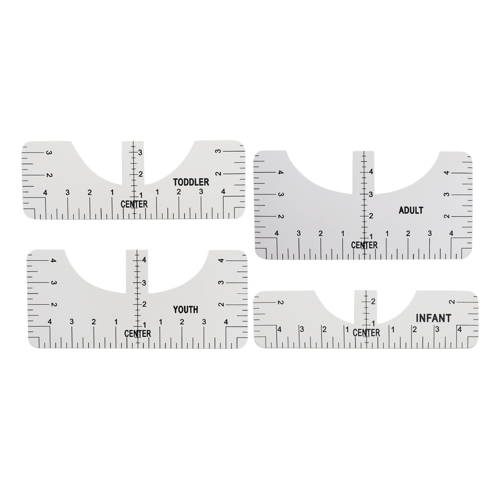 T-Shirt Ruler Tool Alignment Craft Tool Guide For Center Designs 4PCS White
