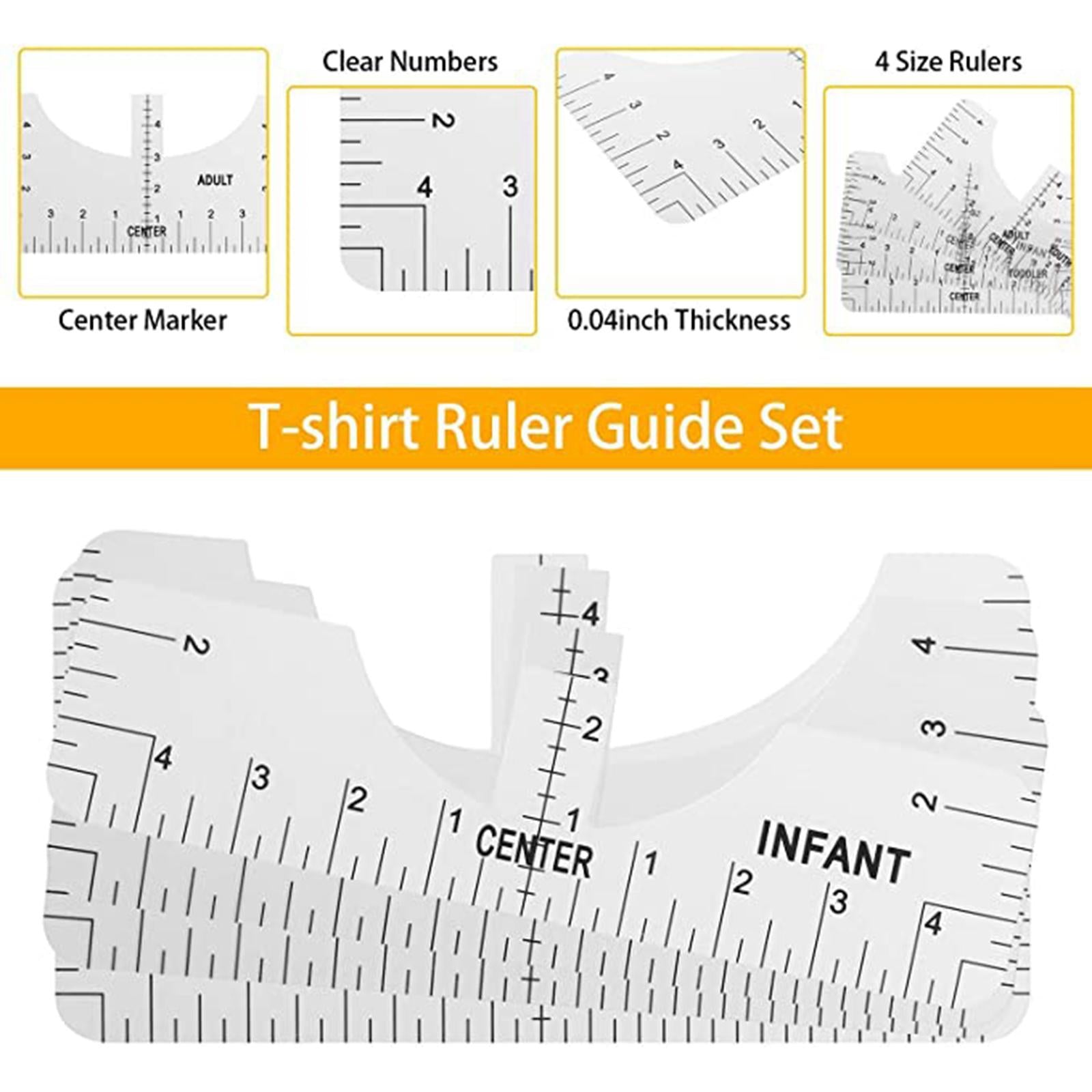 T-Shirt Ruler Tool Alignment Craft Tool Guide For Center Designs 7PCS White