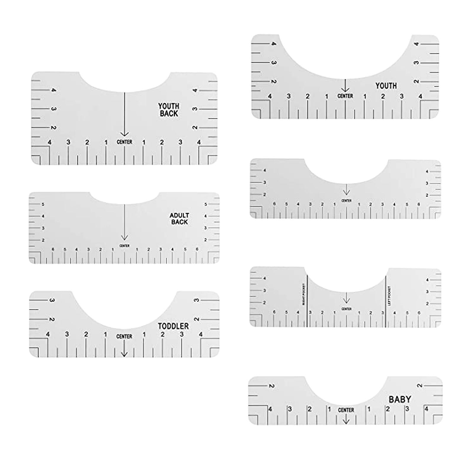 T-Shirt Ruler Tool Alignment Craft Tool Guide For Center Designs 7PCS White