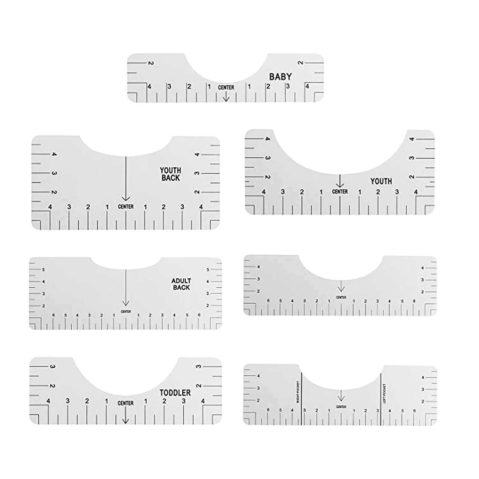 T-Shirt Ruler Tool Alignment Craft Tool Guide For Center Designs 7PCS White