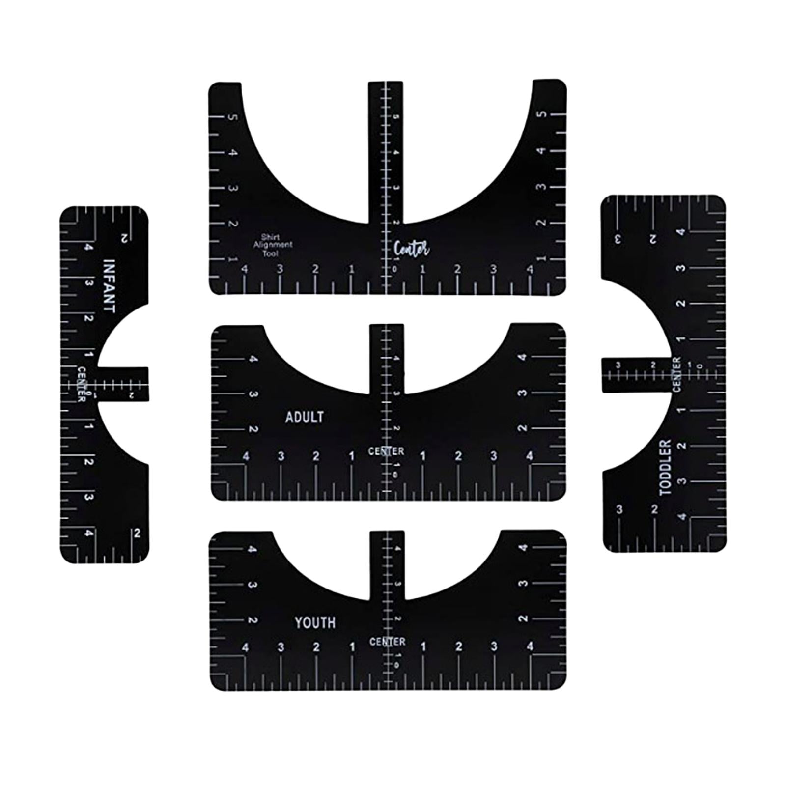 T-Shirt Ruler Tool Alignment Craft Tool Guide For Center Designs 5PCS Black