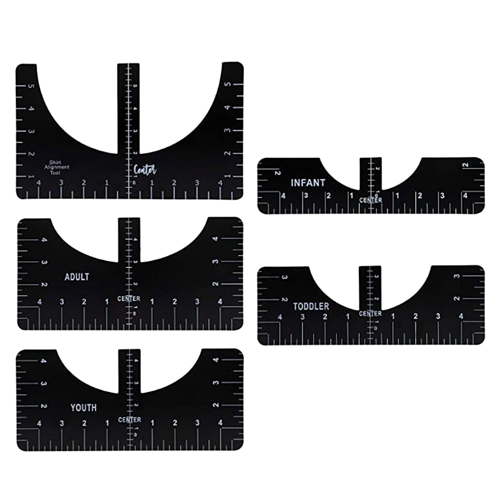 T-Shirt Ruler Tool Alignment Craft Tool Guide For Center Designs 5PCS Black