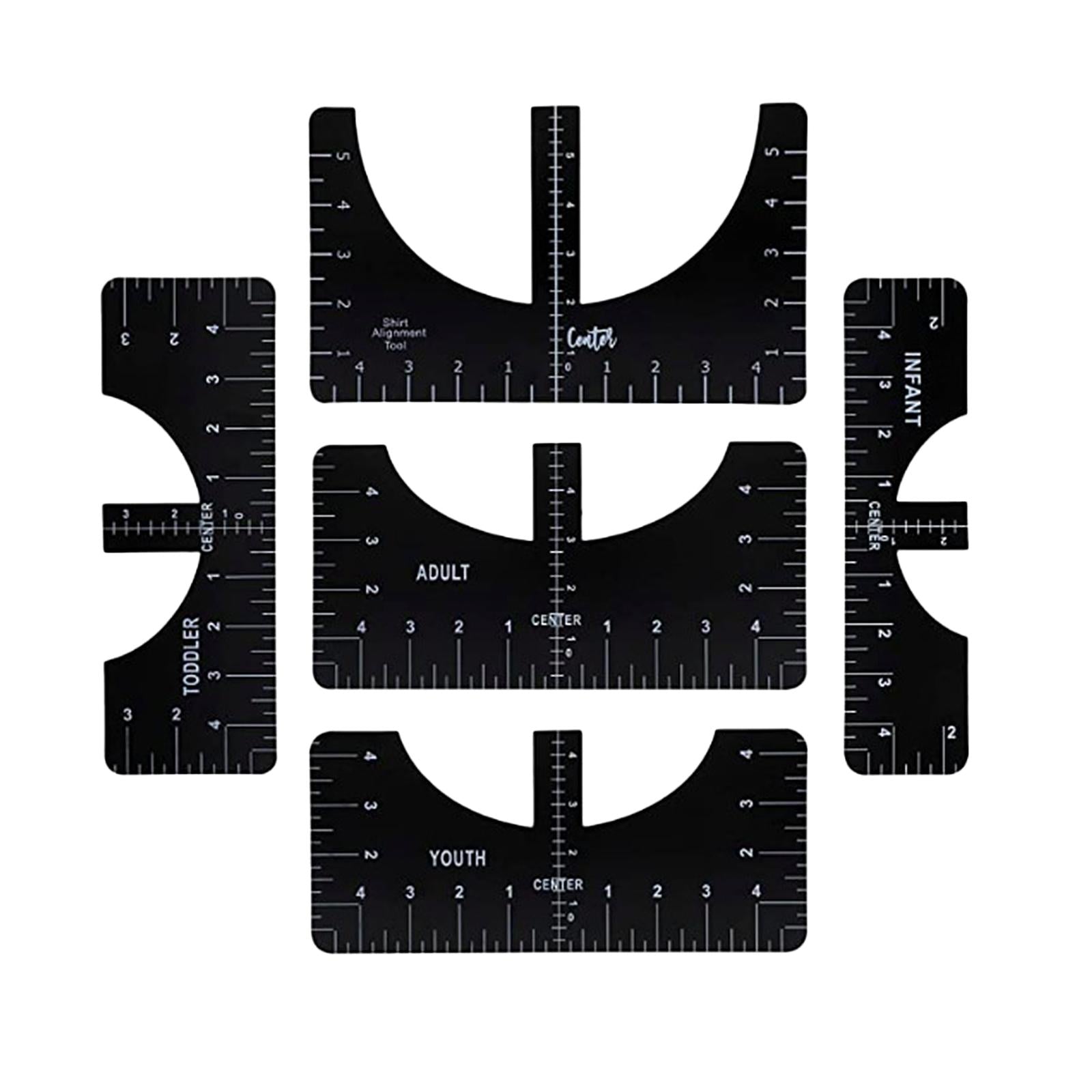 T-Shirt Ruler Tool Alignment Craft Tool Guide For Center Designs 5PCS Black