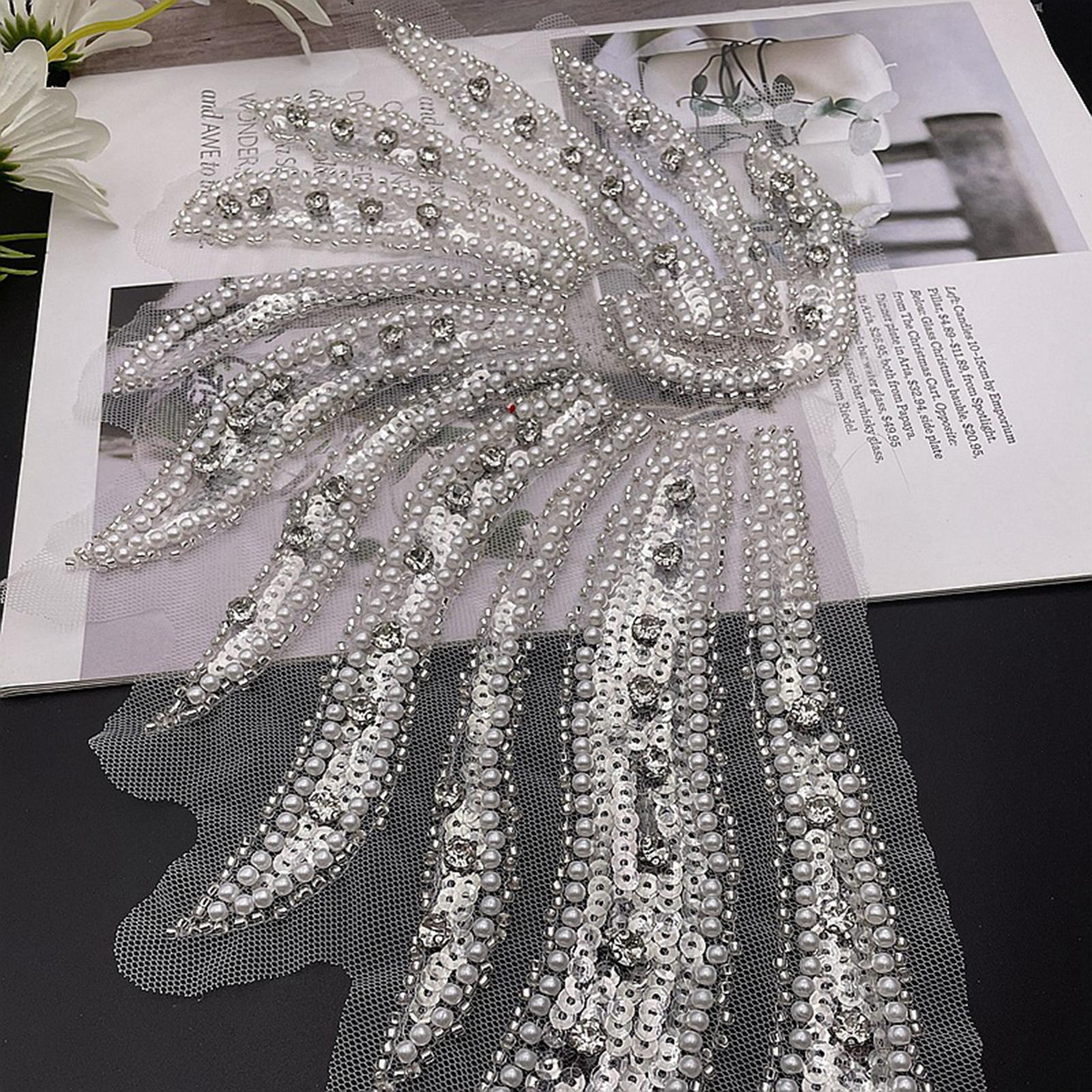 Crystal Sewing Beaded Collar Sequin Applique Design Patch Patches Trim