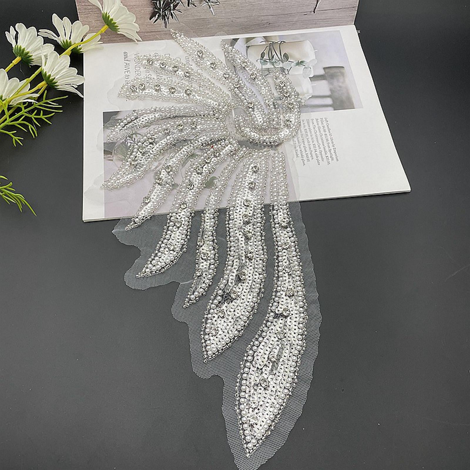 Crystal Sewing Beaded Collar Sequin Applique Design Patch Patches Trim