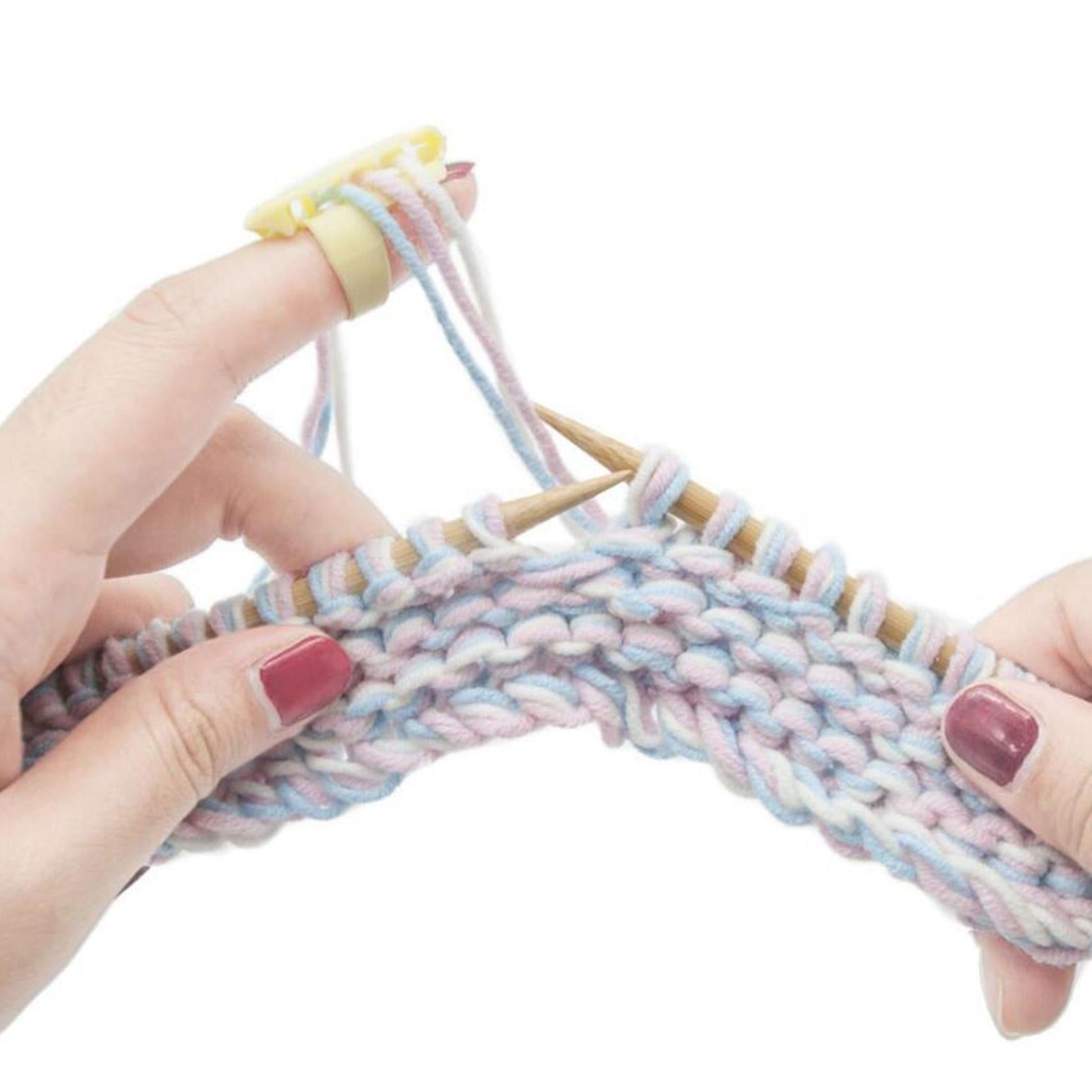 5x Finger Thimble Yarn Guide Needle Ring Type Knitting Tool Pink Yellow