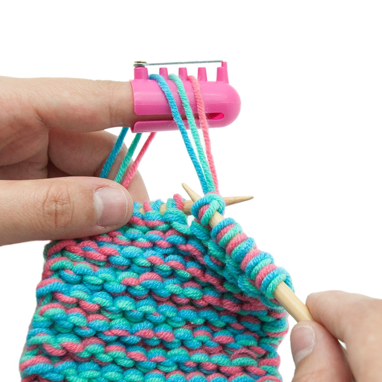 5x Finger Thimble Yarn Guide Needle Ring Type Knitting Tool Pink Yellow