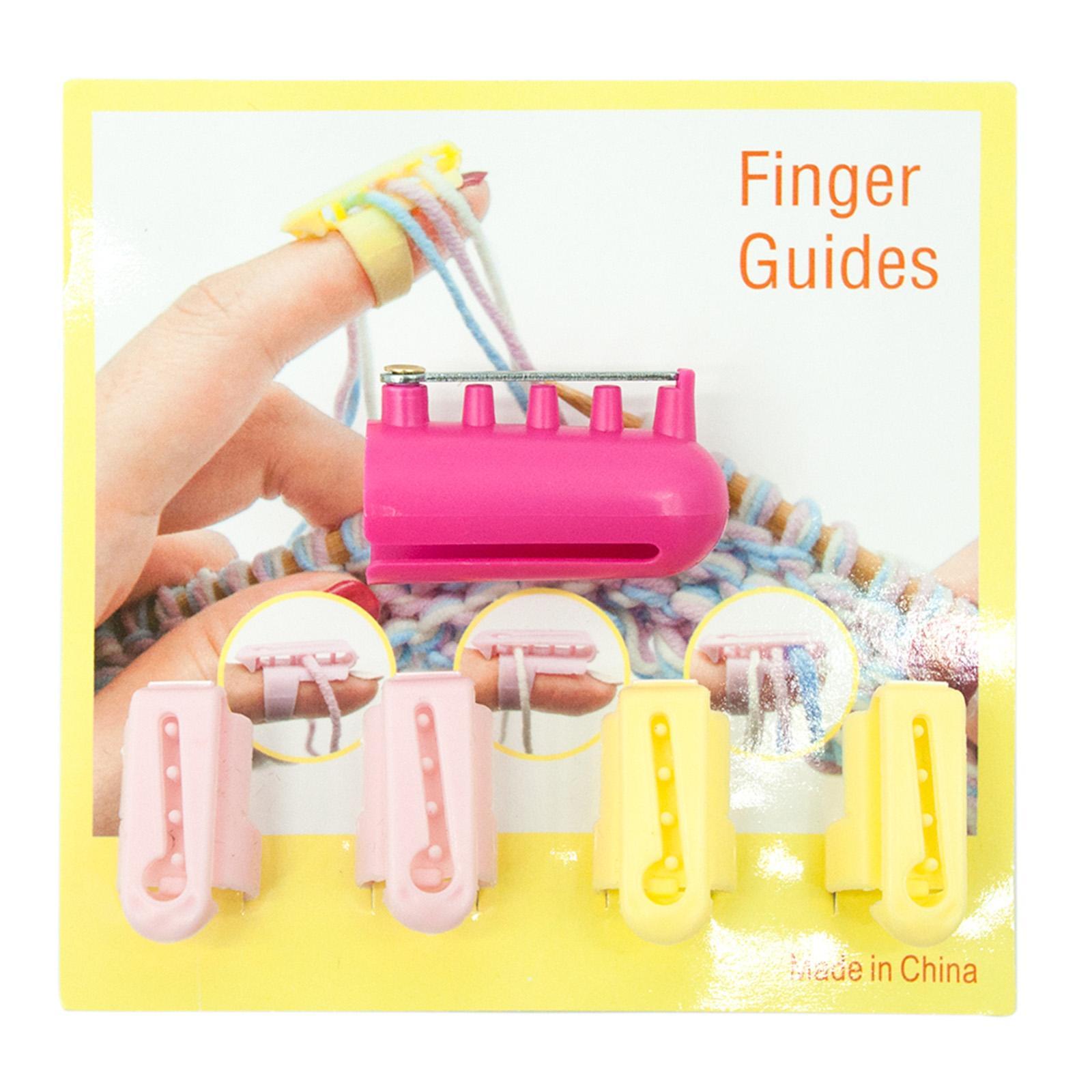 5x Finger Thimble Yarn Guide Needle Ring Type Knitting Tool Pink Yellow