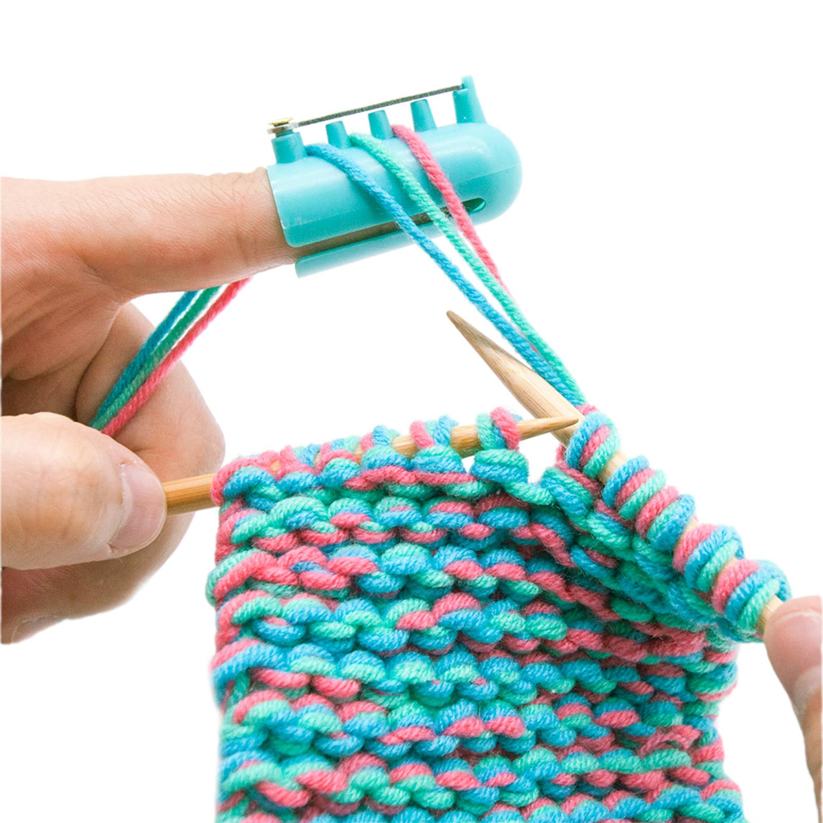 5x Finger Thimble Yarn Guide Needle Ring Type Knitting Tool Green Blue