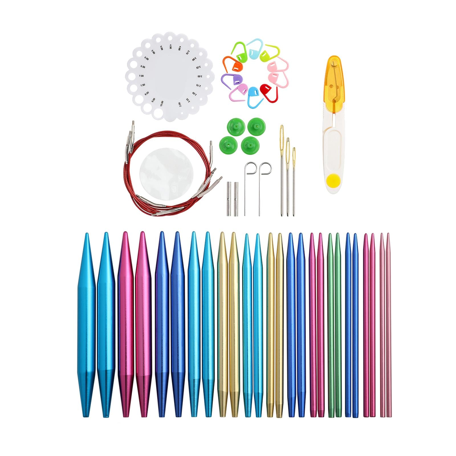 All In one Crochet Hooks Circular Needles 2.75mm-10mm Weaving Tools Red