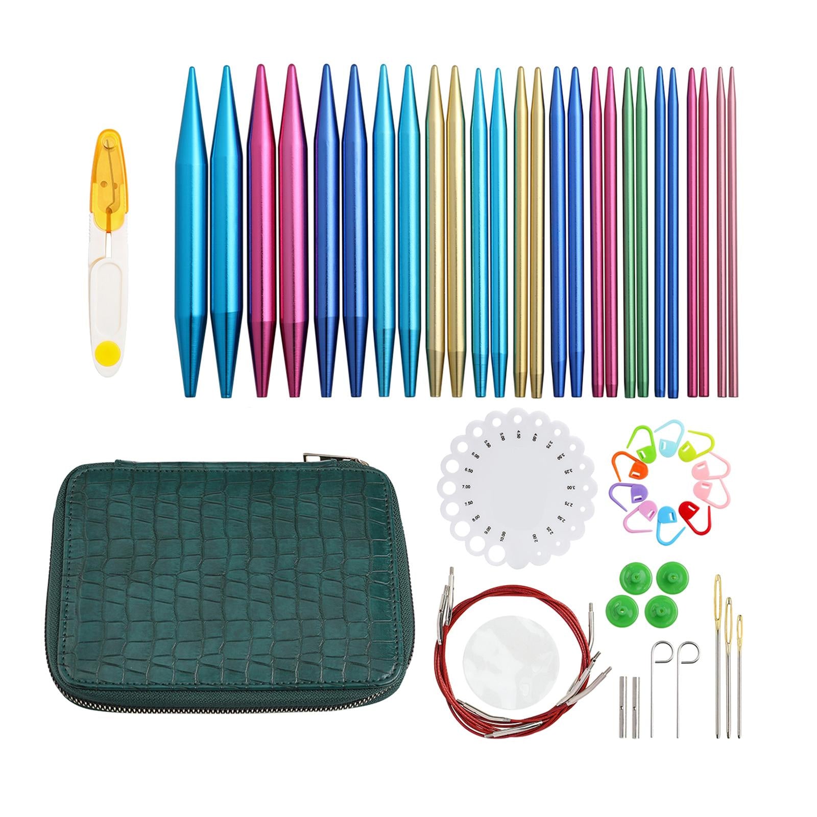 All In one Crochet Hooks Circular Needles 2.75mm-10mm Weaving Tools Green