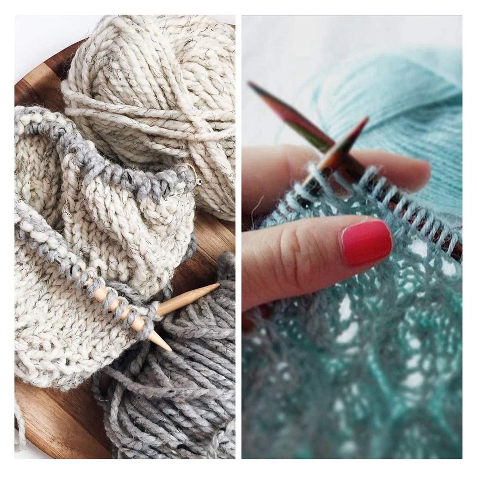 Knitting Needles Set Premium Bamboo Circular Ruler Tools for DIY Weave Rug