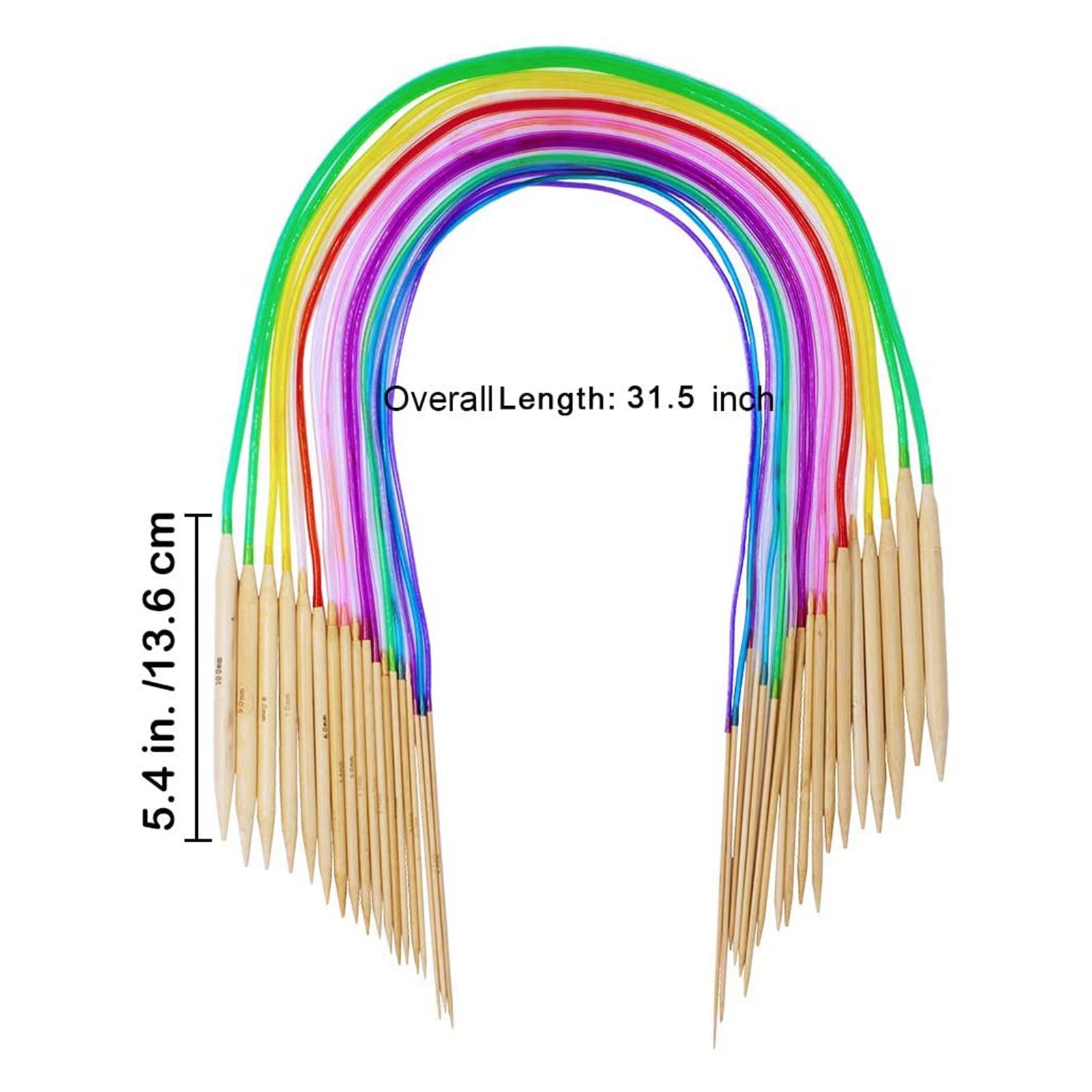 Knitting Needles Set Premium Bamboo Circular Ruler Tools for DIY Weave Rug