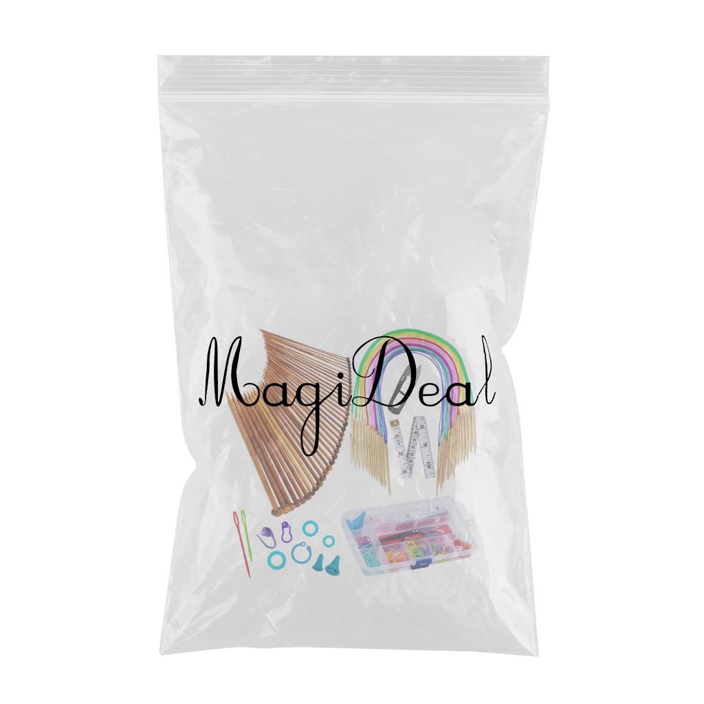 Knitting Needles Set Premium Bamboo Circular Ruler Tools for DIY Weave Rug