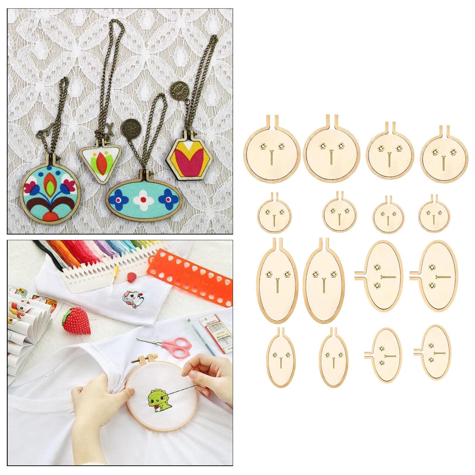 Exquisite Mini Embroidery Hoop Pendant Crossing Stitch Frame Necklace Favors 8pcs A