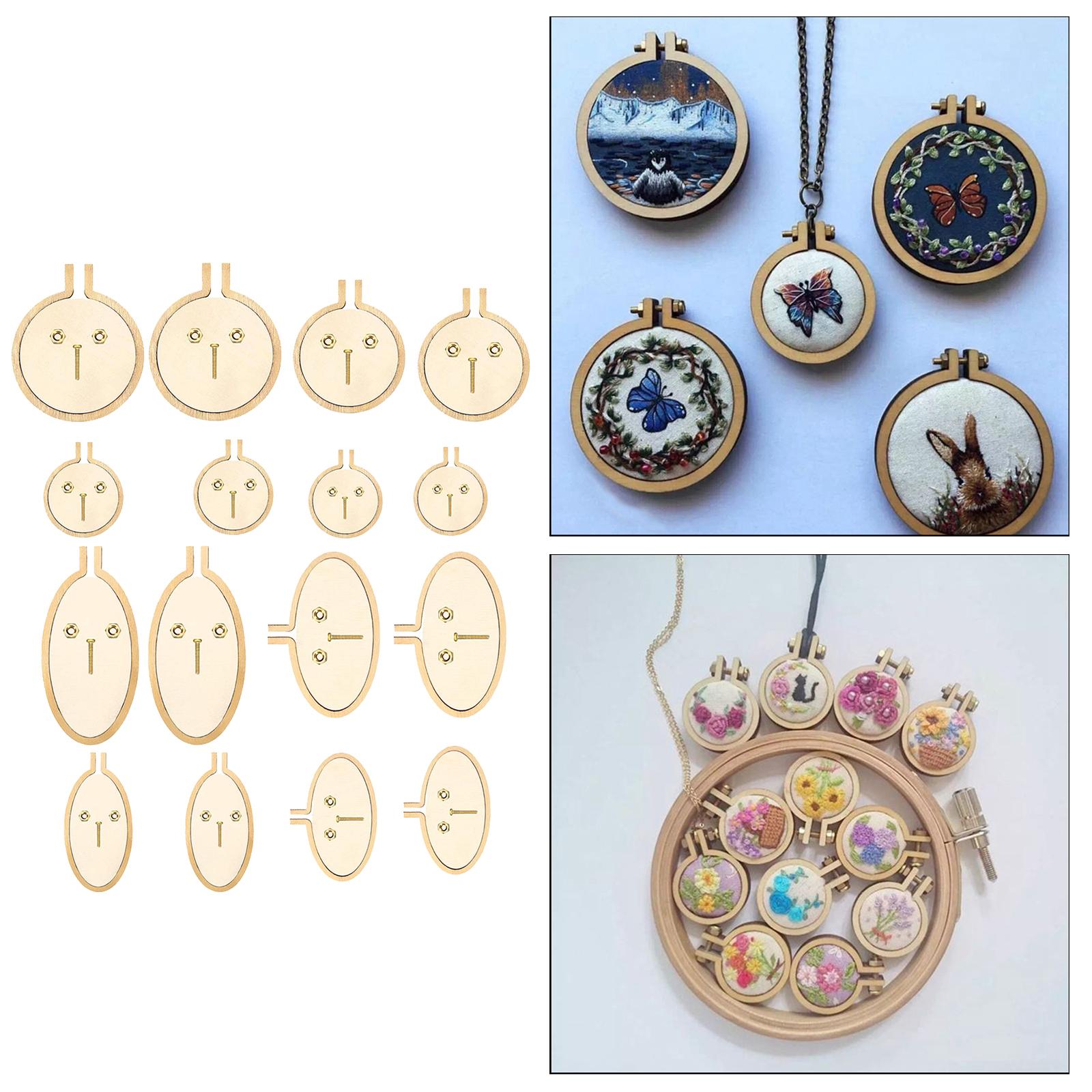 Exquisite Mini Embroidery Hoop Pendant Crossing Stitch Frame Necklace Favors 8pcs A