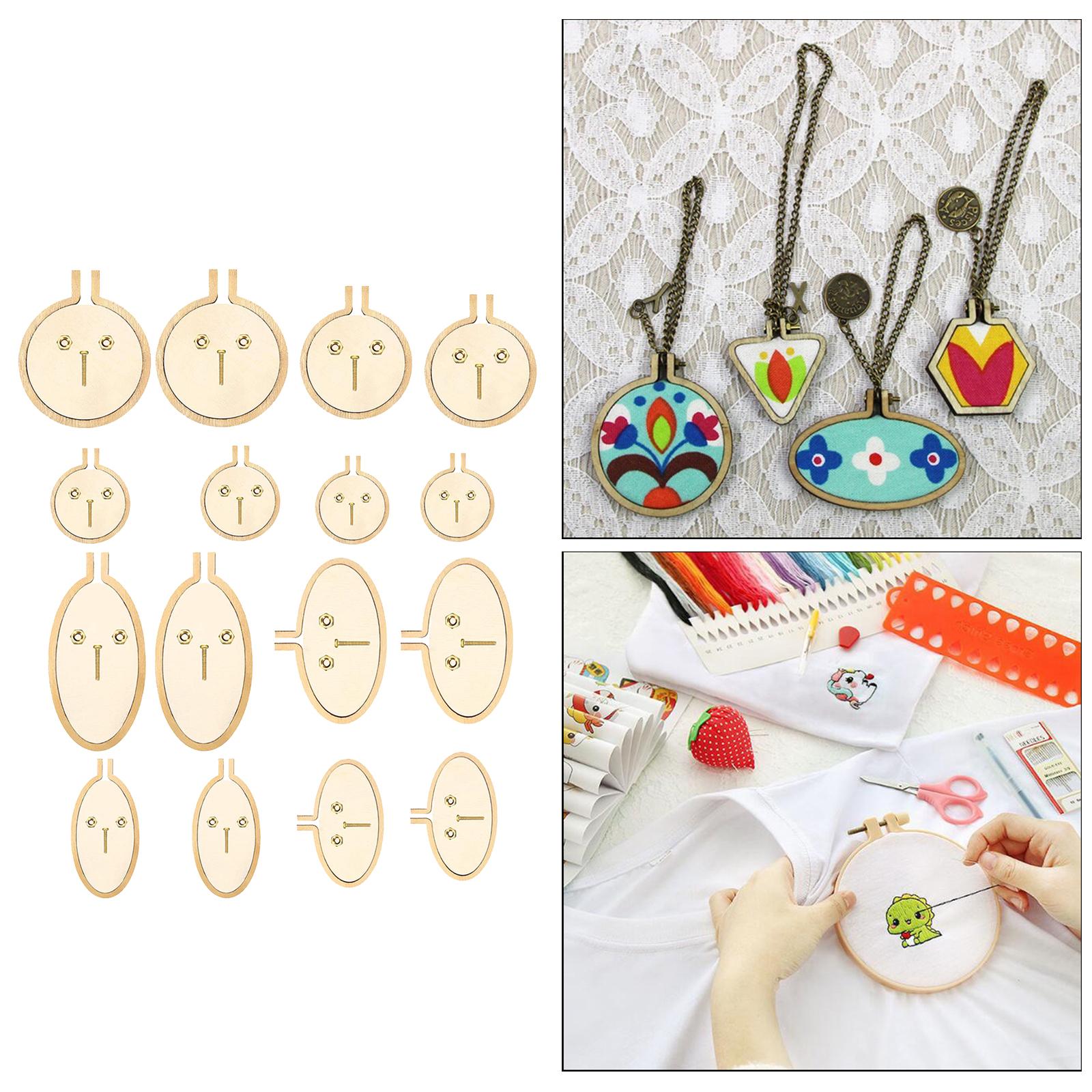 Exquisite Mini Embroidery Hoop Pendant Crossing Stitch Frame Necklace Favors 8pcs A