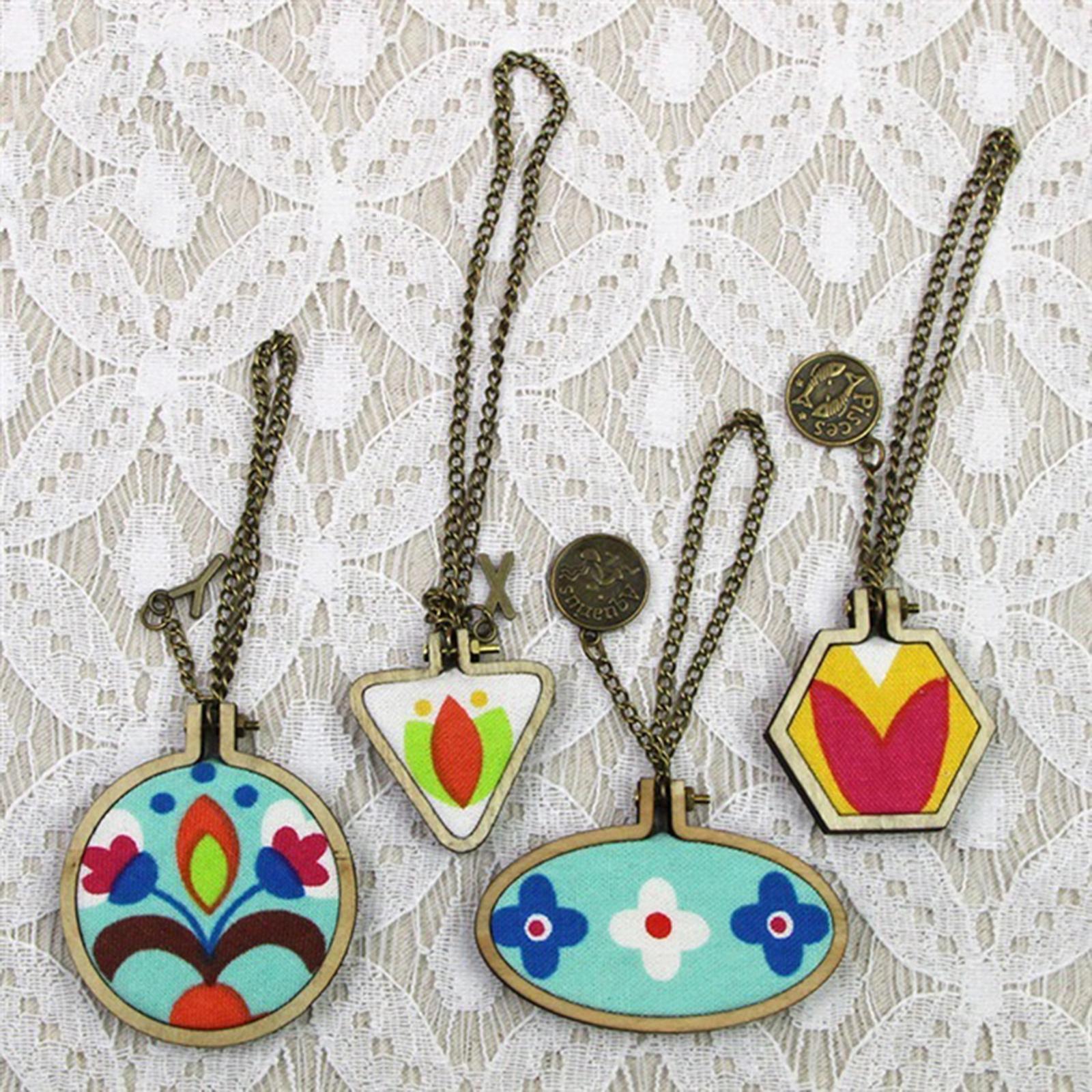 Exquisite Mini Embroidery Hoop Pendant Crossing Stitch Frame Necklace Favors 7pcs