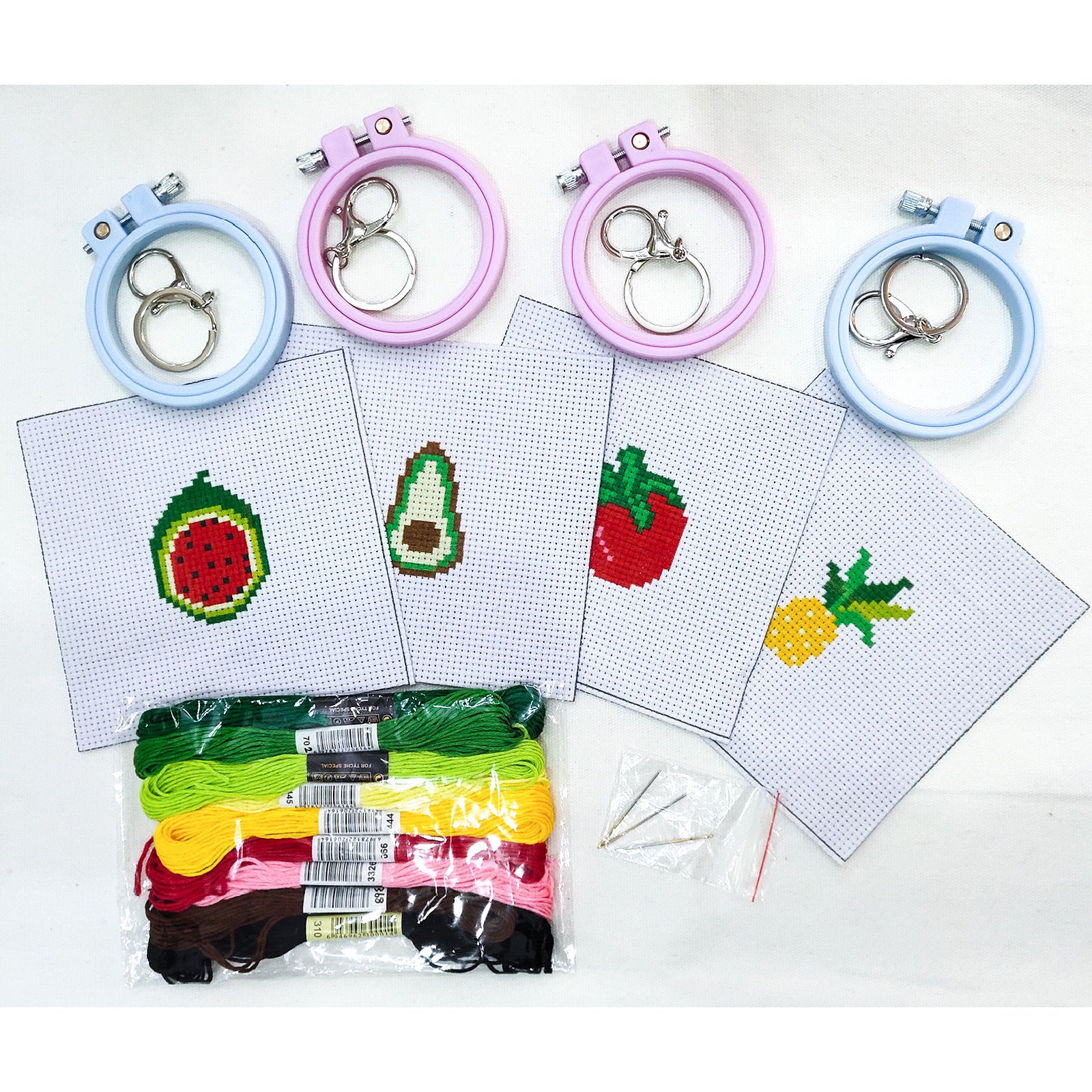 Kids Traditional Cross Stitch Kit Childrens Sewing Set Easy Pattern 6pcs