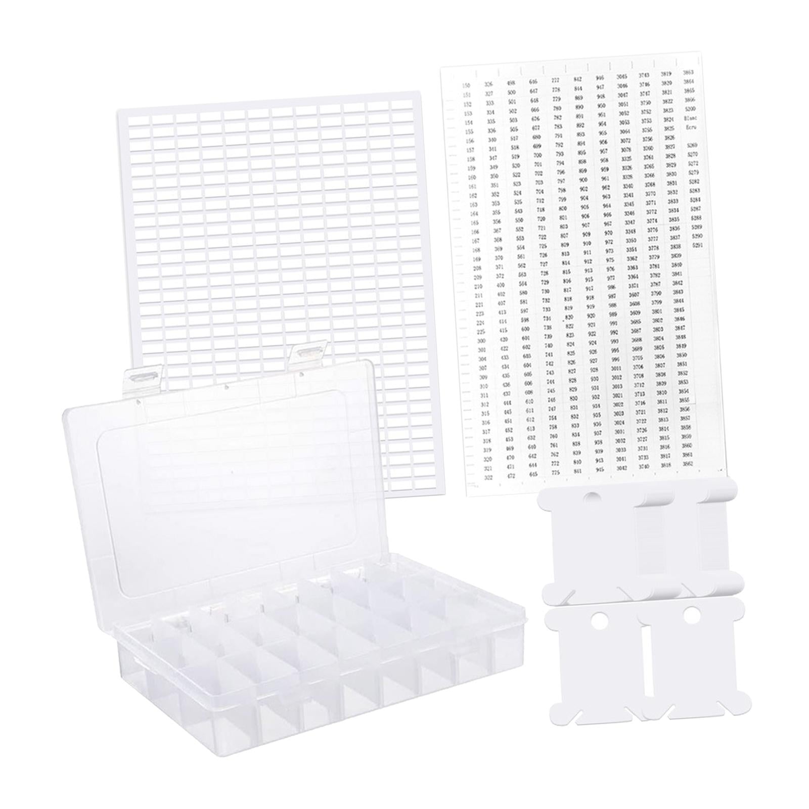 150pcs Plastic Floss Bobbins with 24Grids  Embroidery Floss Organizer Box