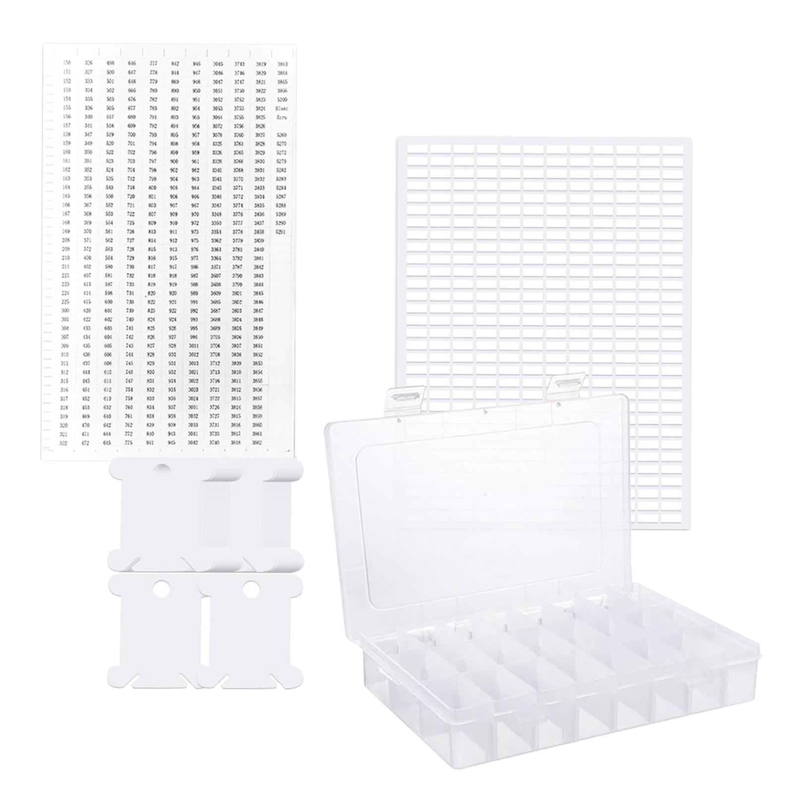 150pcs Plastic Floss Bobbins with 24Grids  Embroidery Floss Organizer Box