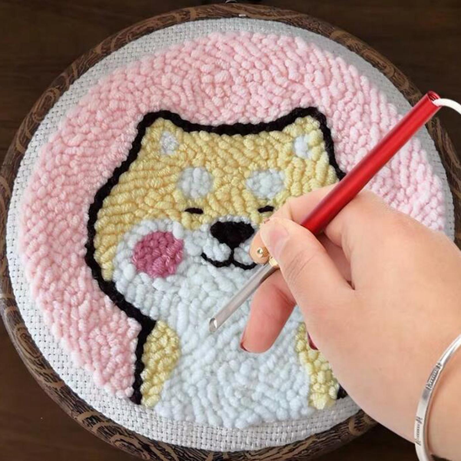 Embroidery Punch Needle Pen Sewing Kit Knitting Tool 2Pcs Needle 1Pc Tube
