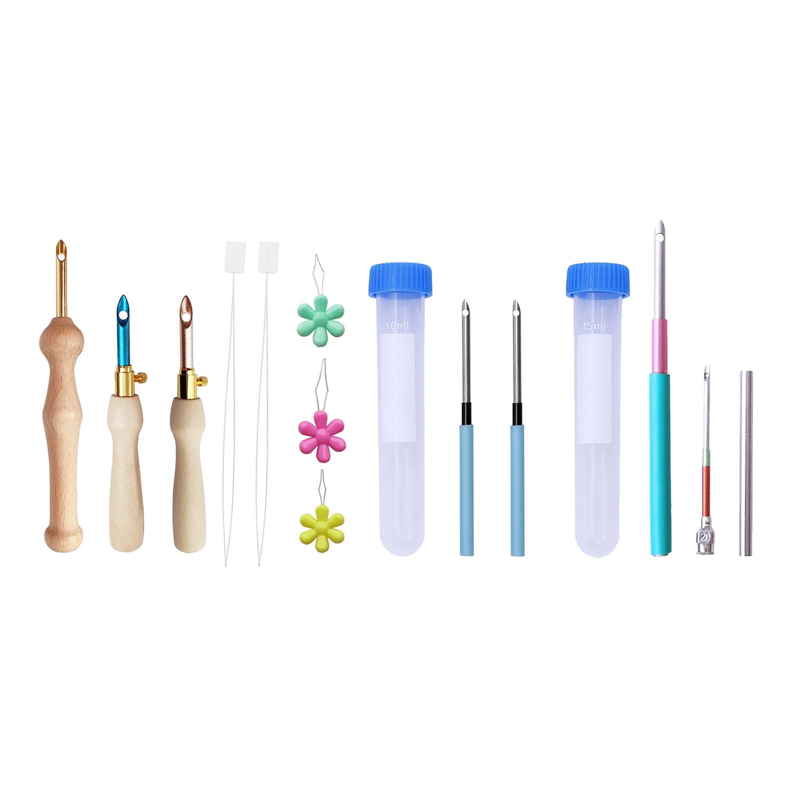 Embroidery Punch Needle Pen Sewing Kit Knitting Tool 2Pcs Needle 1Pc Tube