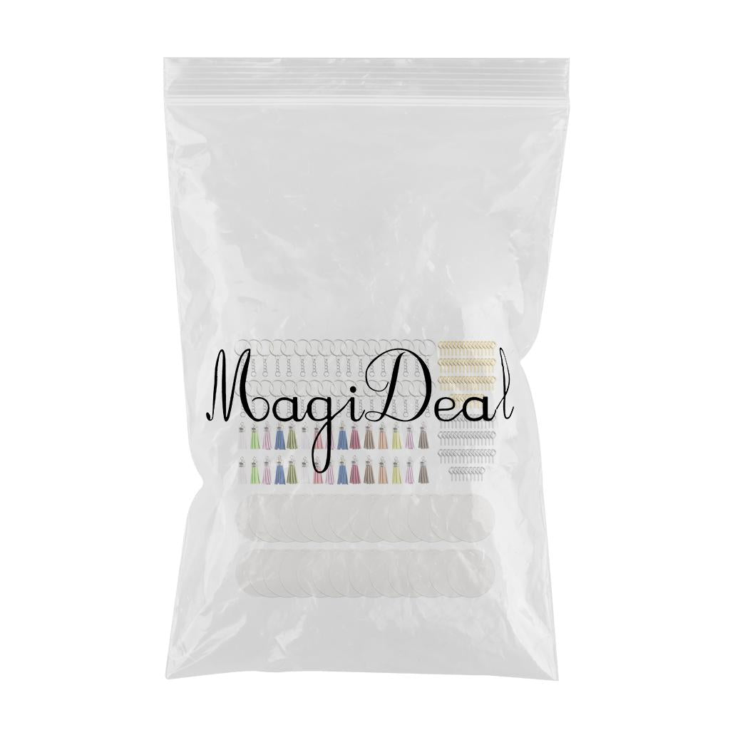 200PCS Acrylic Keychain Blanks With Tassel Bag Pendants Keyring Set Crafts