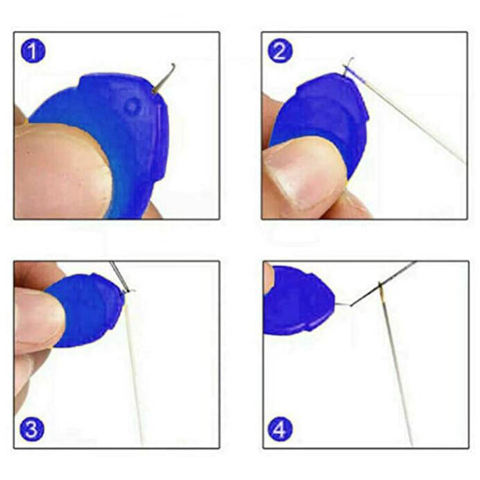 Plastic Wire Loop Needle Threader for Hand / Sewing Machine Red Blue 60Pcs