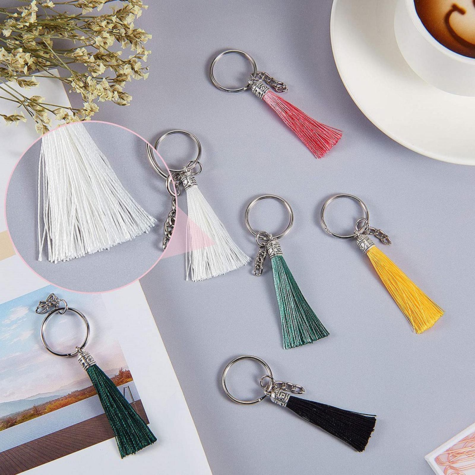 58mm Tassels Blanks Pendants with Key Chain Rings for DIY Crafting Supplies
