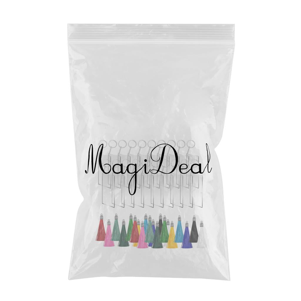 58mm Tassels Blanks Pendants with Key Chain Rings for DIY Crafting Supplies