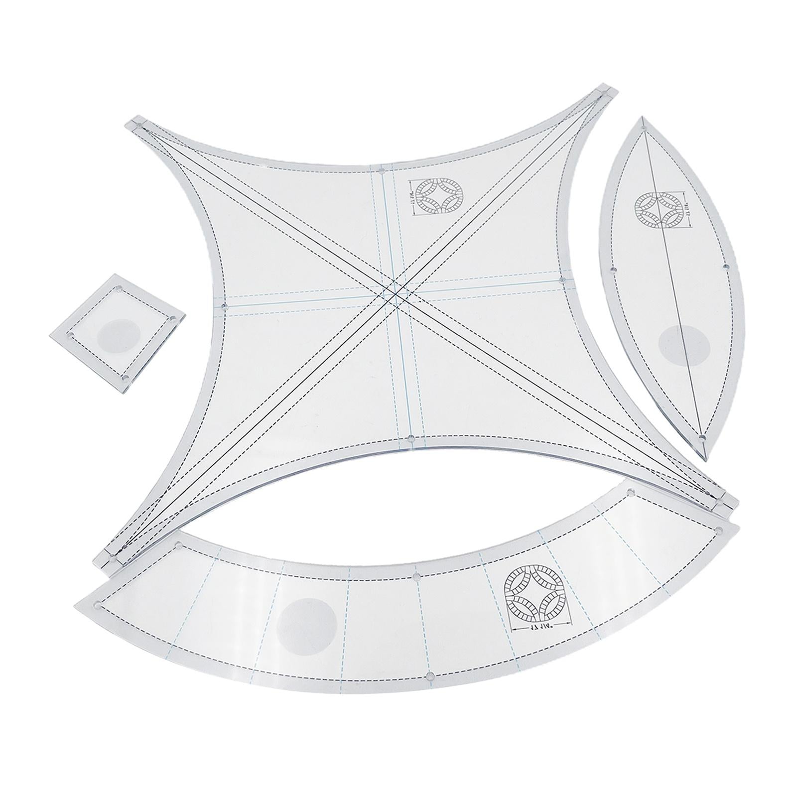 Sewing Quilting Patchwork Template Ruler Set DIY Ring Pillow Handmade Crafts