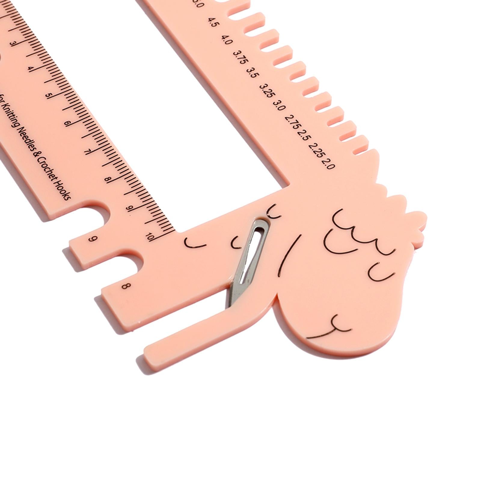 Knitting Needles Crochet Hook Ruler 2.0mm-12.0mm Size Marker Craft Pink