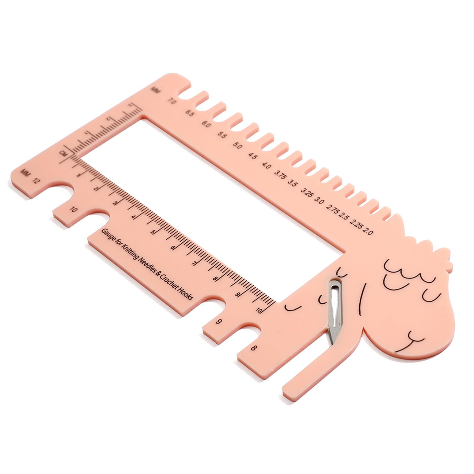 Knitting Needles Crochet Hook Ruler 2.0mm-12.0mm Size Marker Craft Pink