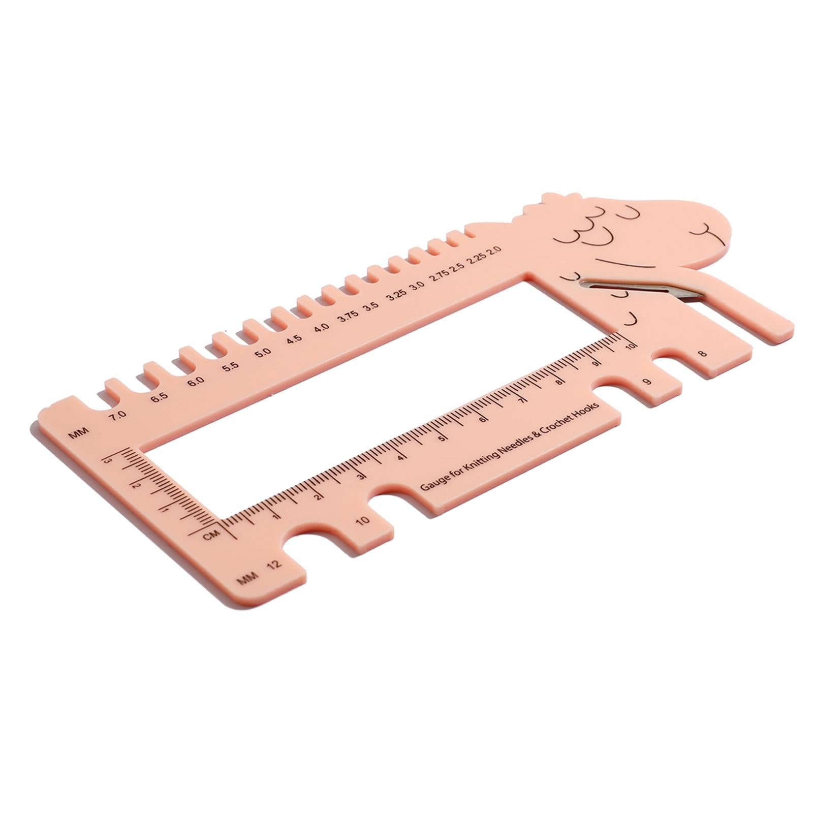 Knitting Needles Crochet Hook Ruler 2.0mm-12.0mm Size Marker Craft Pink