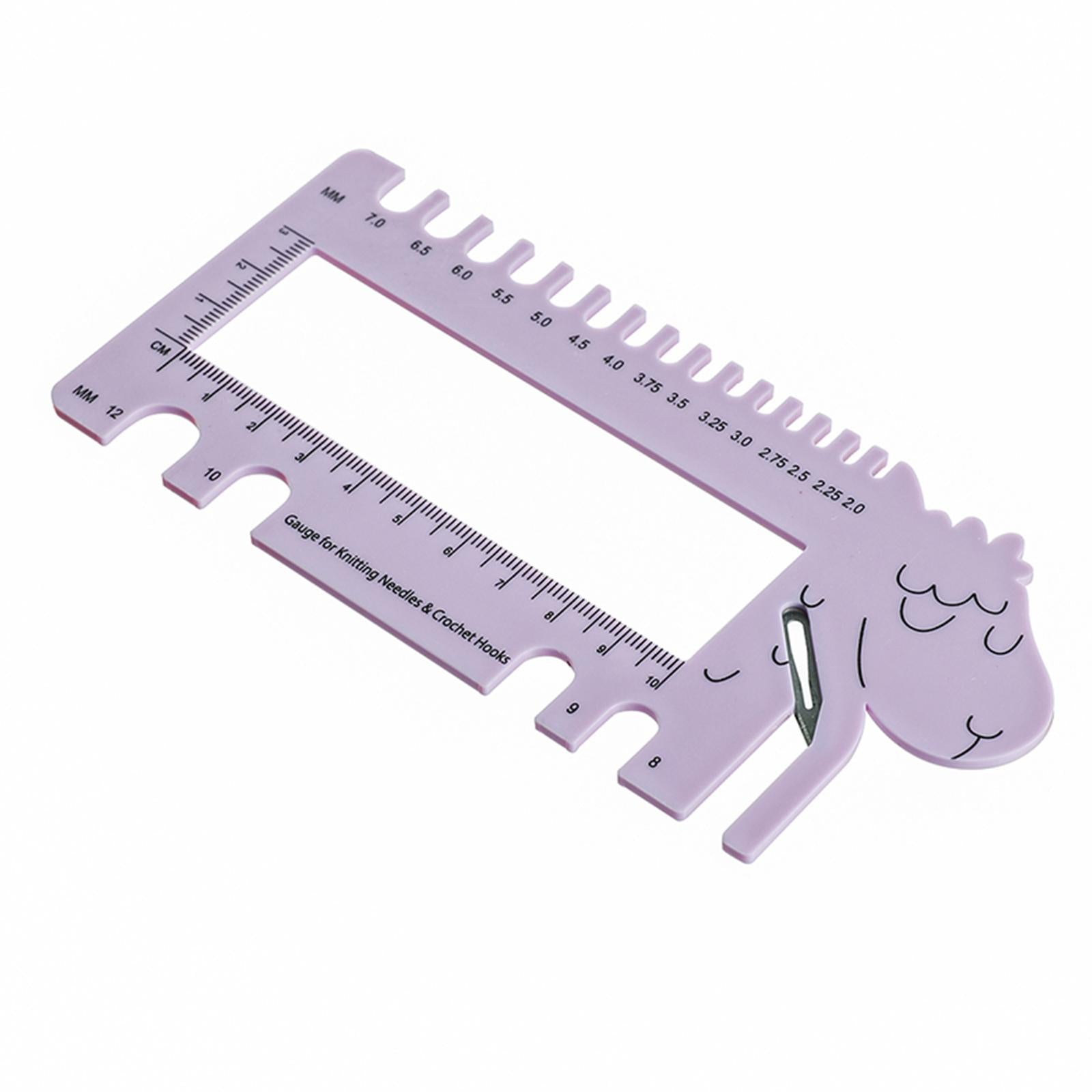 Knitting Needles Crochet Hook Ruler 2.0mm-12.0mm Size Marker Craft Purple