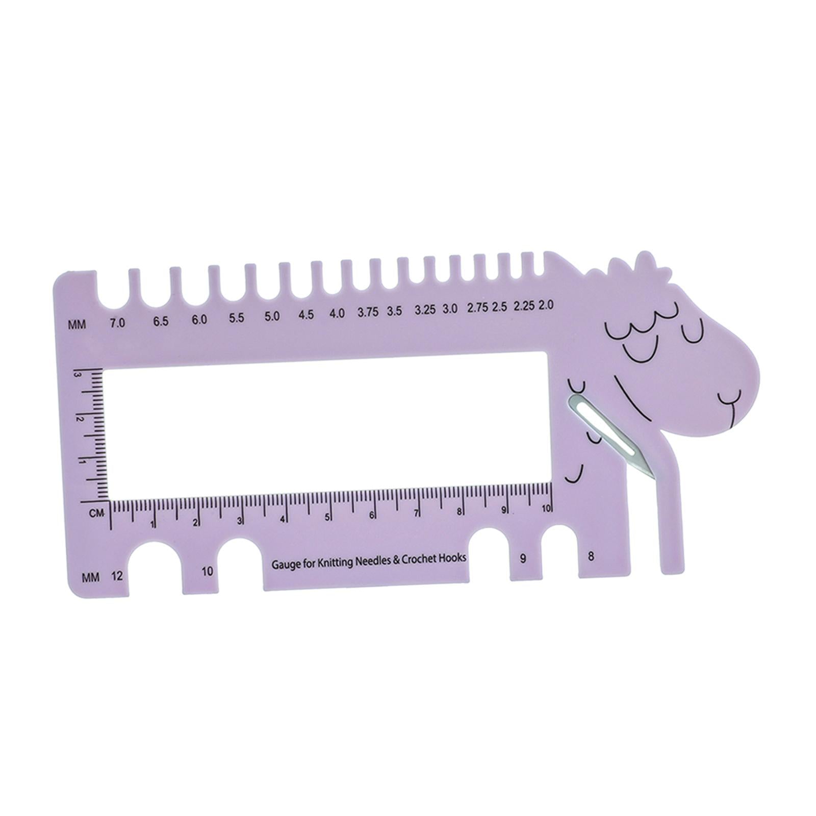 Knitting Needles Crochet Hook Ruler 2.0mm-12.0mm Size Marker Craft Purple