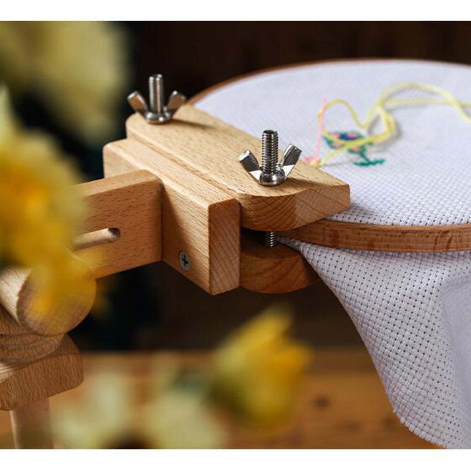 Wooden Embroidery Lap Stand Adjustable Desktop Cross Stitch Rack Hoop Frame