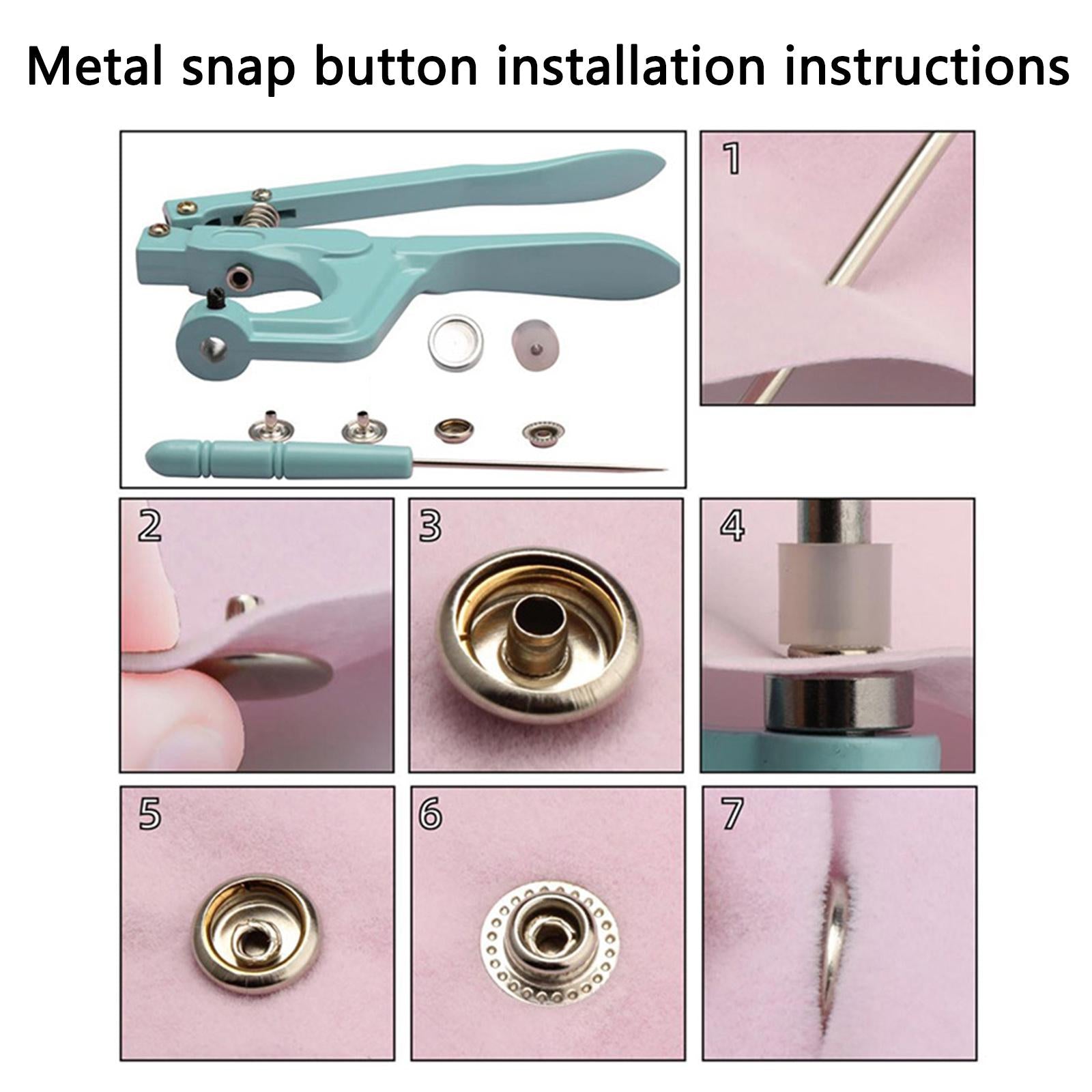 312pcs Snap Button Kit Metal Snaps Studs w/ Pliers Press Tool for Sewing blue