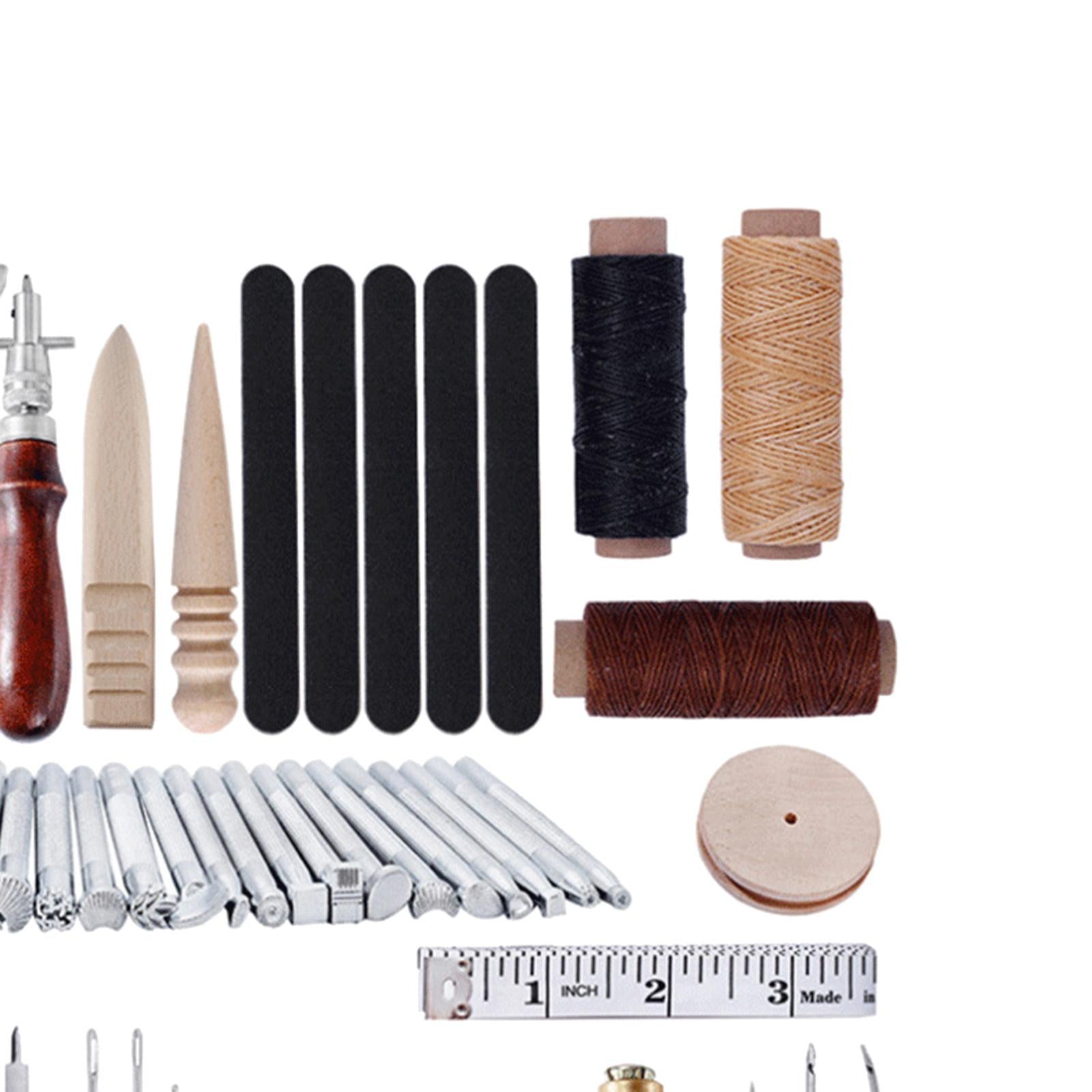 Leather Making Crafting Tools Kit Awl Punching Carving Leathercraft 56pcs