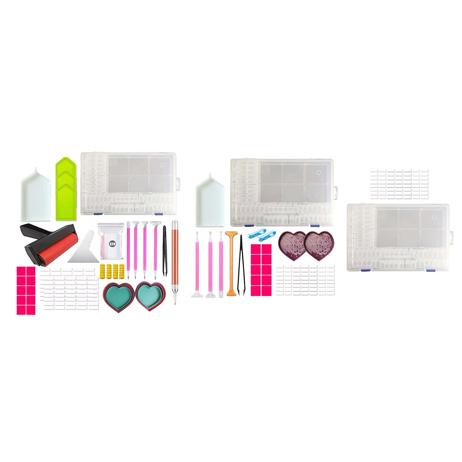 Diamond Painting Tools Kits 64 Slots Storage Box Bag Blank Stickers 66pcs