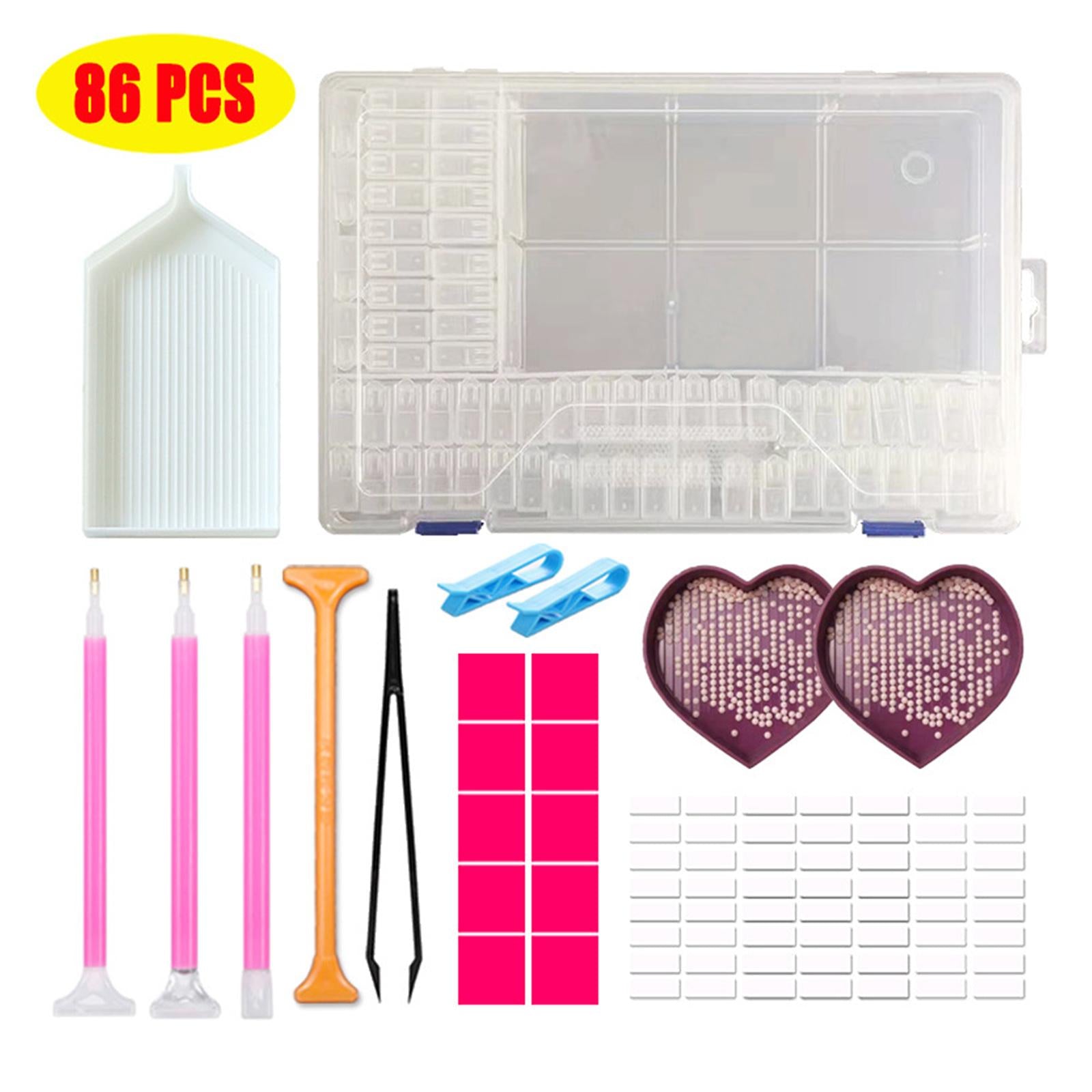 Diamond Painting Tools Kits 64 Slots Storage Box Bag Blank Stickers 86pcs