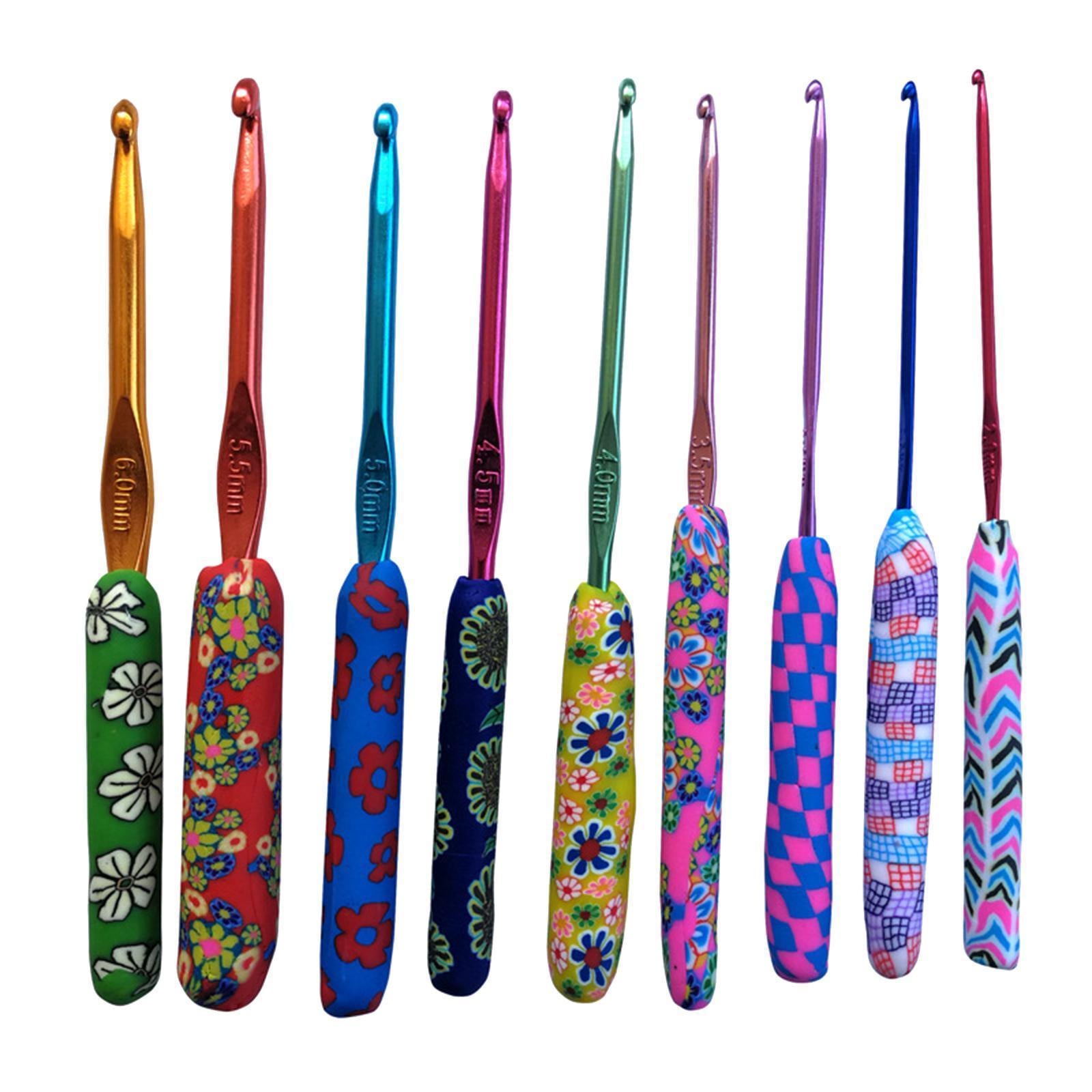 9x Aluminum Crochet Hooks Knitting Needles Sewing Yarn Craft Tools Colorful
