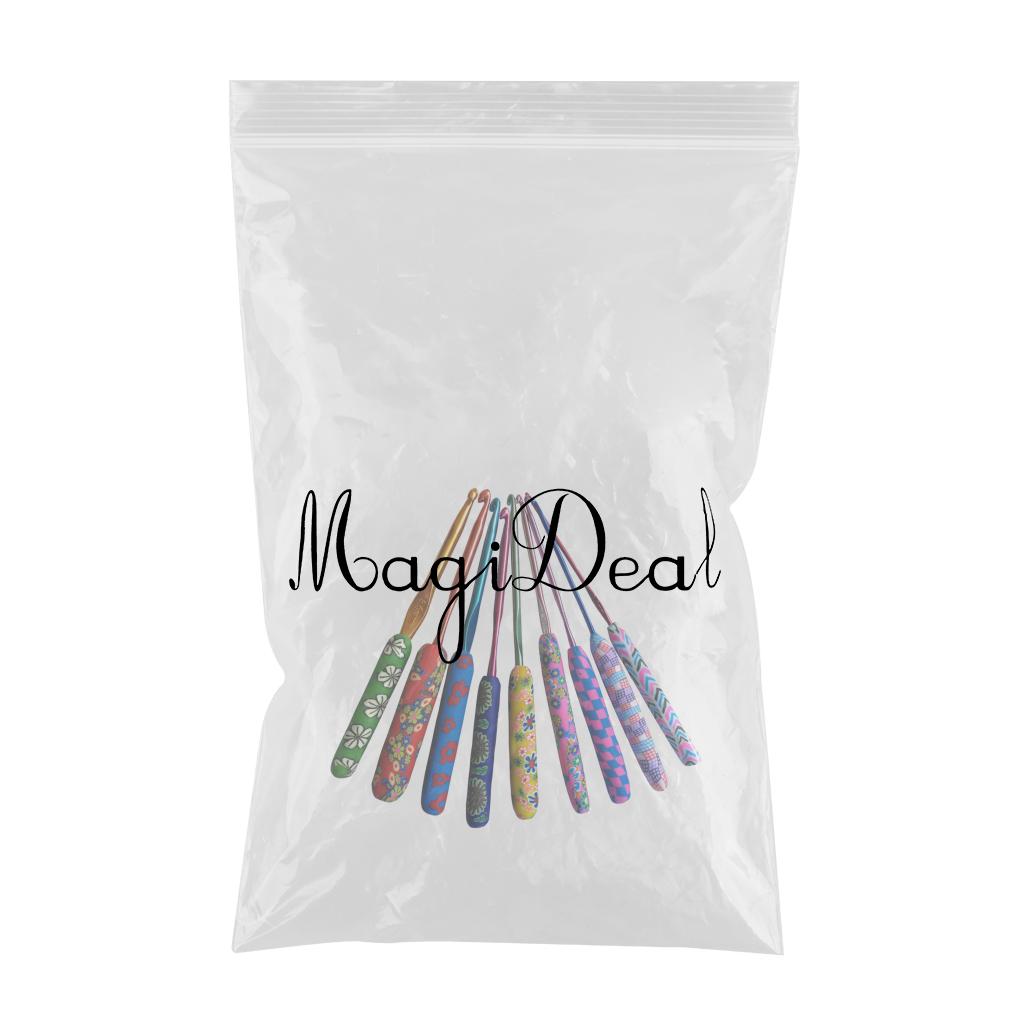 9x Aluminum Crochet Hooks Knitting Needles Sewing Yarn Craft Tools Colorful