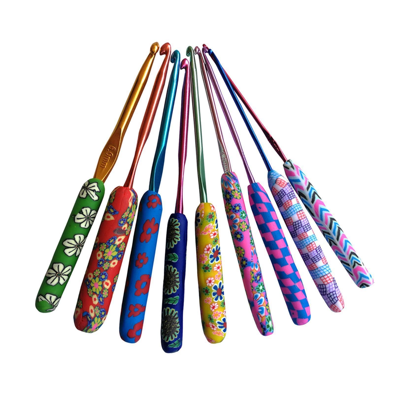 9x Aluminum Crochet Hooks Knitting Needles Sewing Yarn Craft Tools Colorful