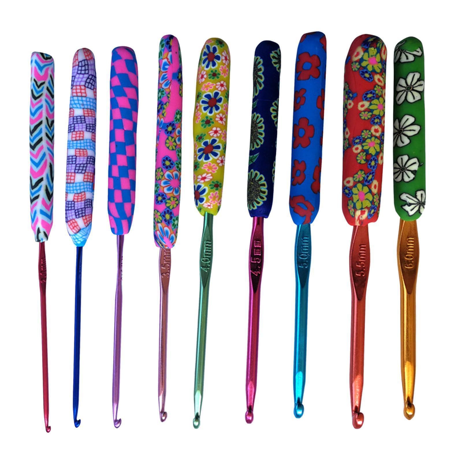 9x Aluminum Crochet Hooks Knitting Needles Sewing Yarn Craft Tools Colorful