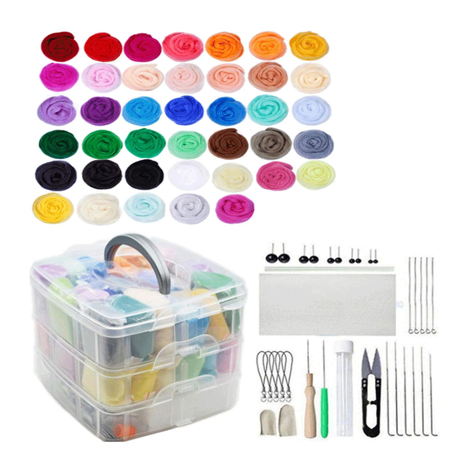 Needle Felting Kit Supplies Wool Roving Felt Work Tool Finger Cobs 40 Colors
