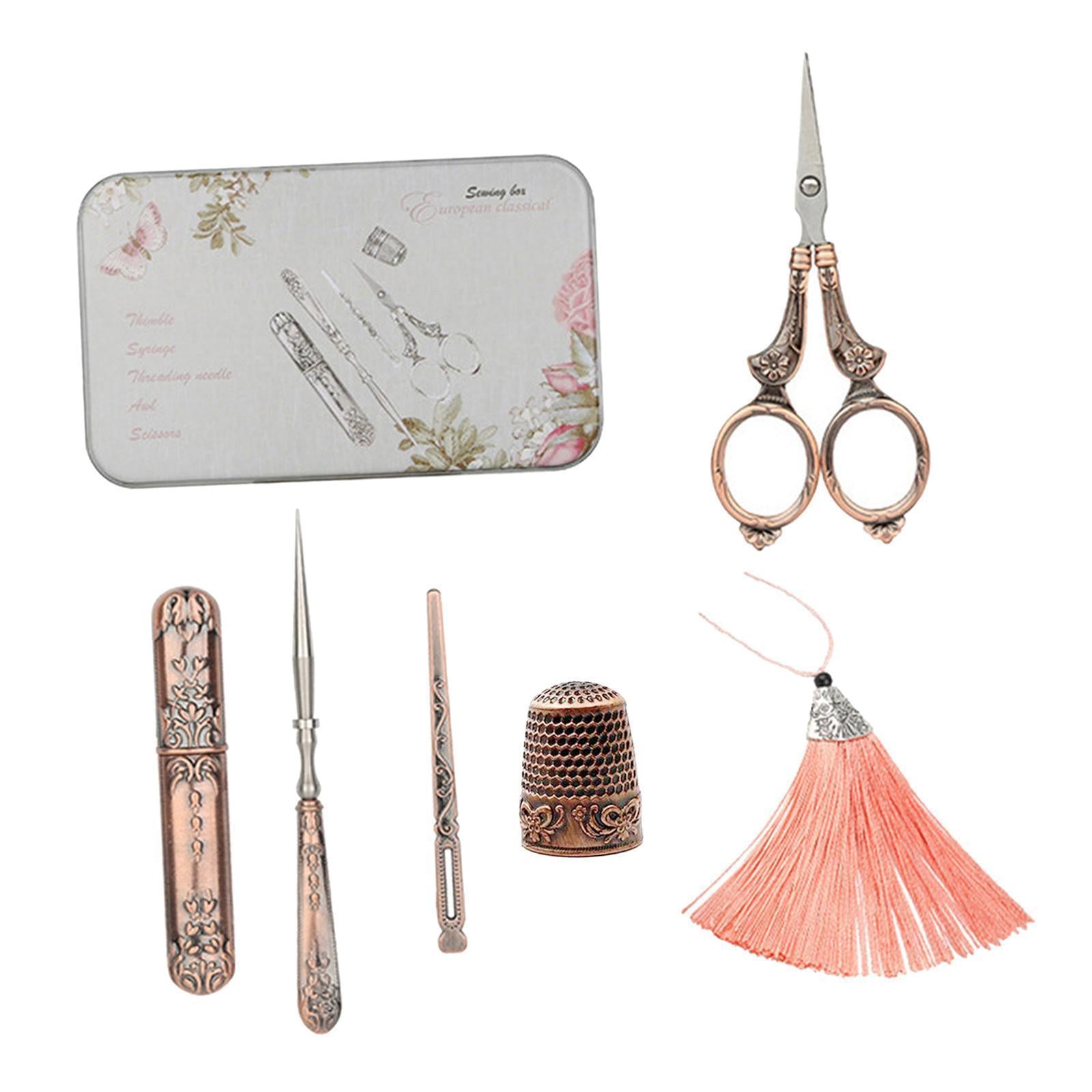 5Pcs European Vintage Embroidery Sewing Tools Kit Scissors Royal court